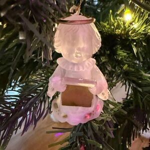 Frosted Angel Ornament with Gold Accents